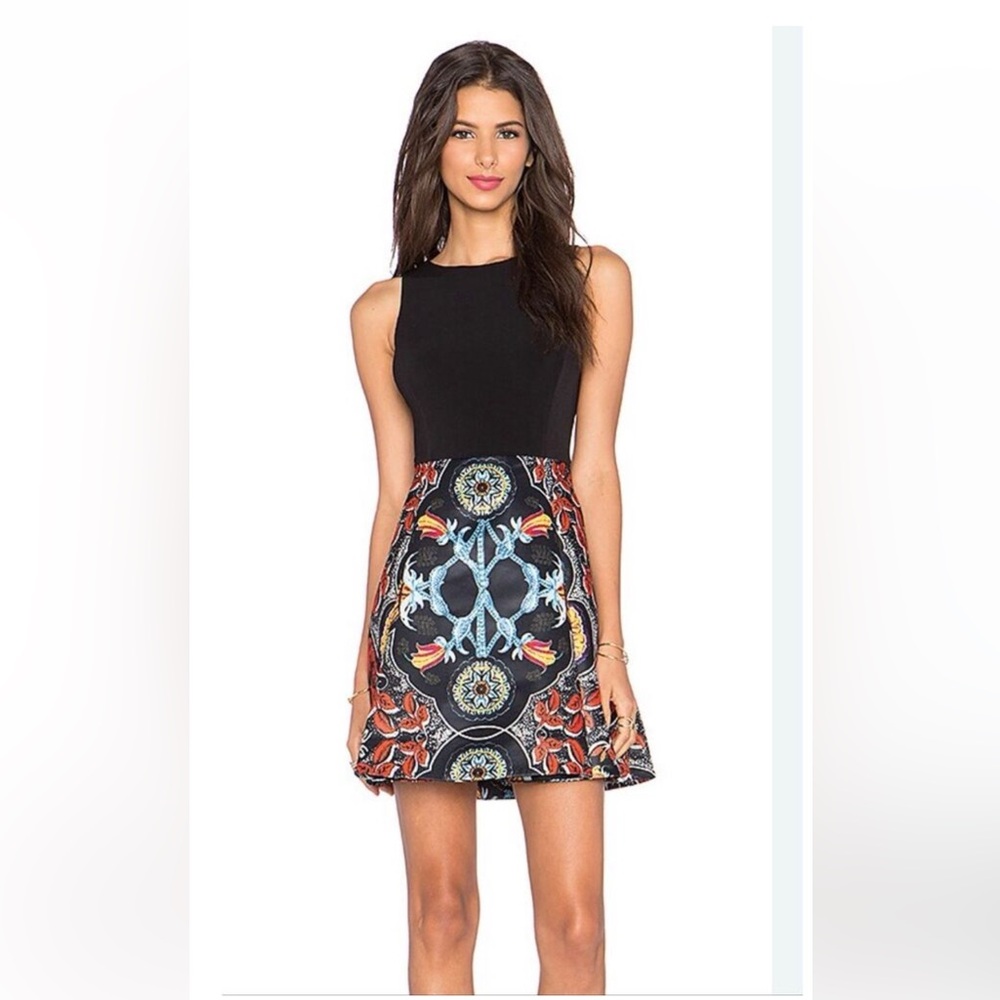 Alice + Olivia Kourtney Baroque Box Pleat Mini Dress